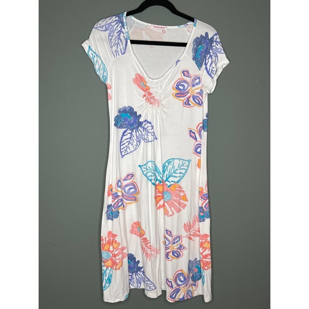 Fresh Produce Women's XS V-Neck Floral Knee-Length SS Dress Made in USA